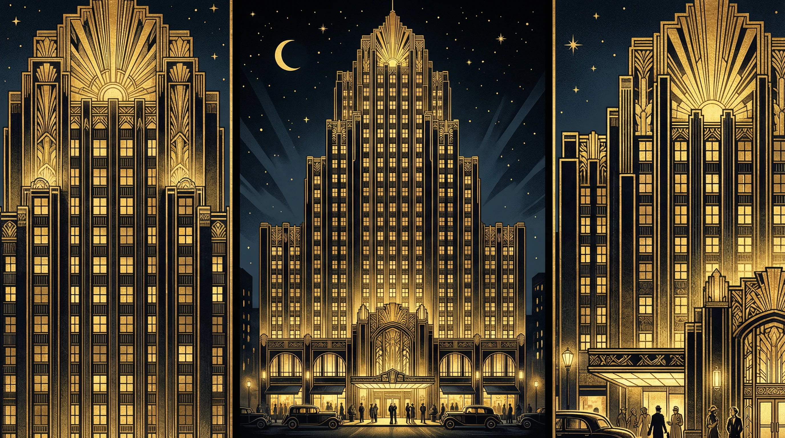 Art Deco风格建筑 - 体现 盛世棋牌 网站的奢华美学