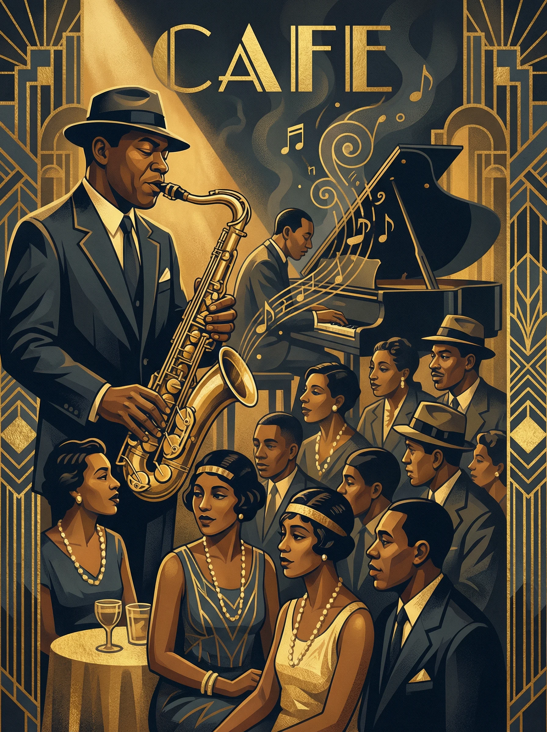 爵士乐手演奏萨克斯风 - 代表 盛世棋牌 私人桌